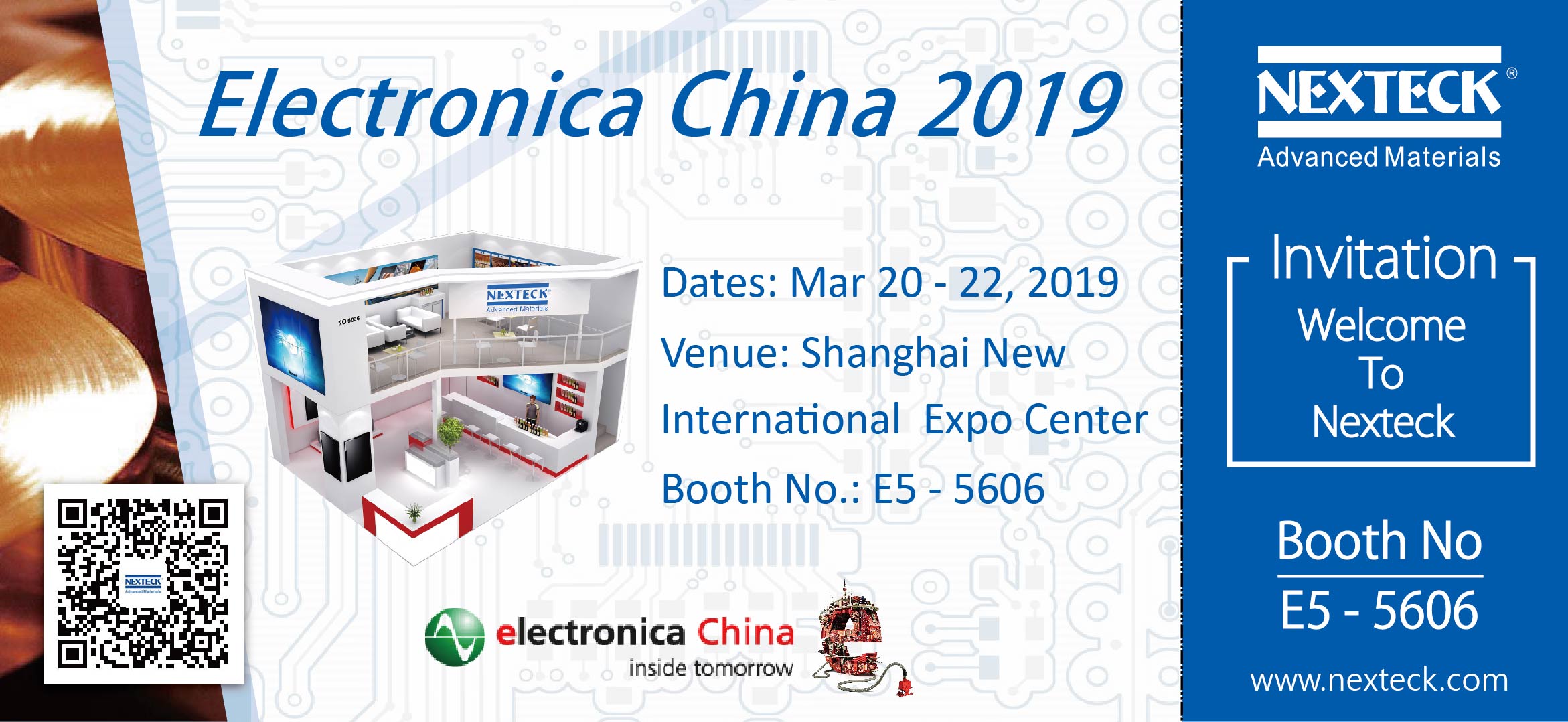 NEXTECK Expecting Your Arrival at Booth E5-5606, electronica China 2019